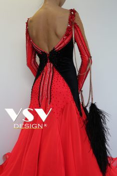Black/Red feather Ballroom dress